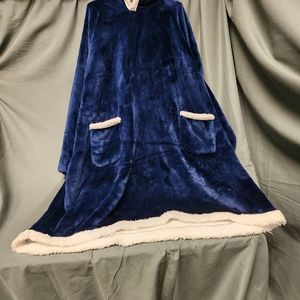 Thick Hooded Sweatshirt for Kids or Adults, Blue with soft white interior & hood